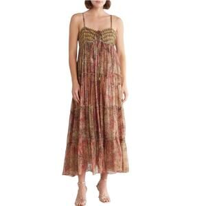 Raga Womens S Zuri Empire Tank Midi Dress in Gold NEW